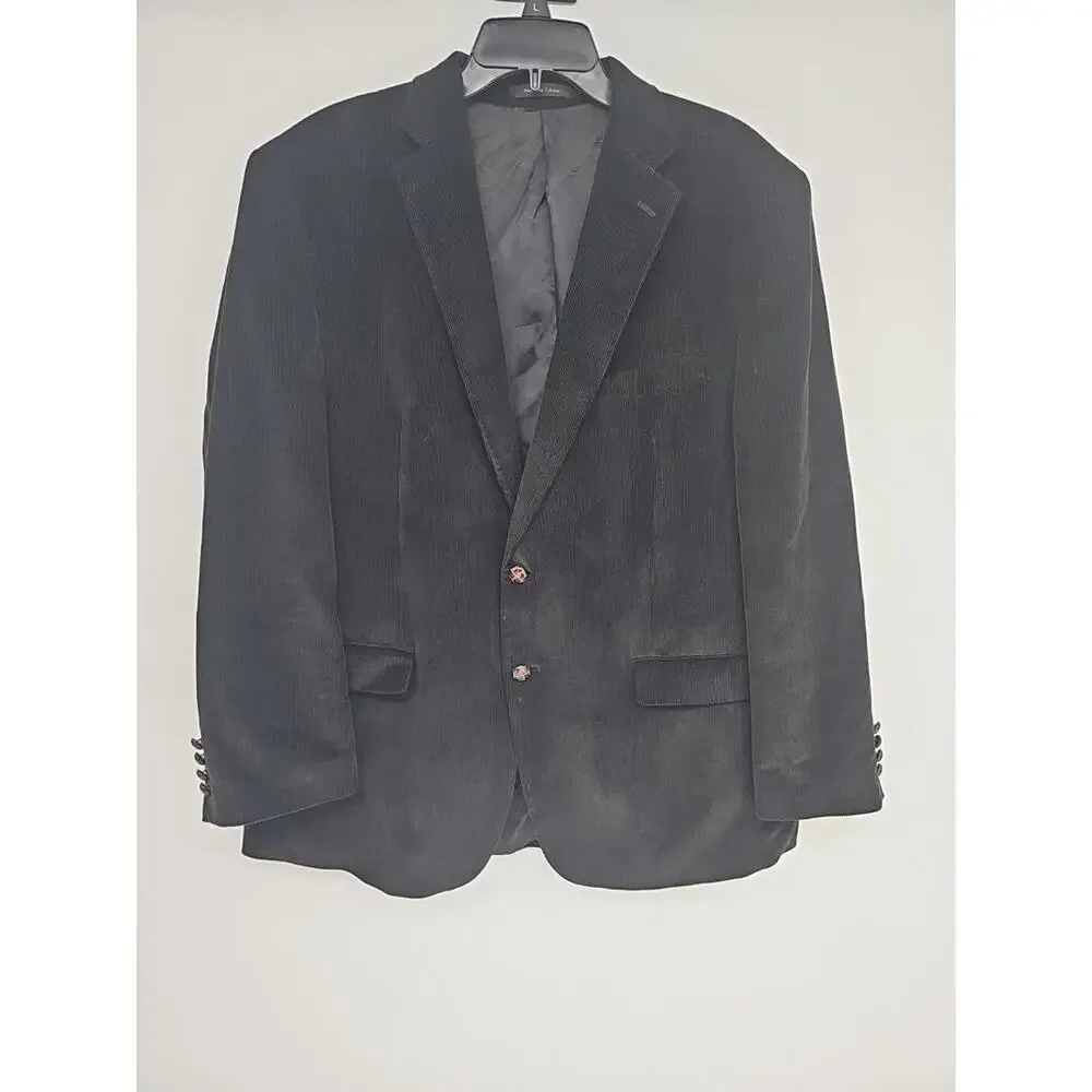 Ralph Lauren‎ Mens Corduroy Blazer 44R Black 100% Cotton Brown Buttons